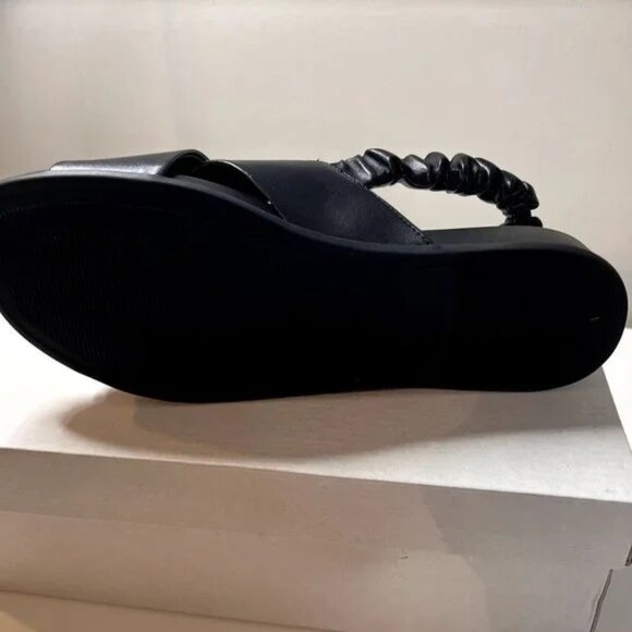 Women's Black Open Toe Stretchy Slingback Sleek Platform sandal NWB - Picture 7 of 13